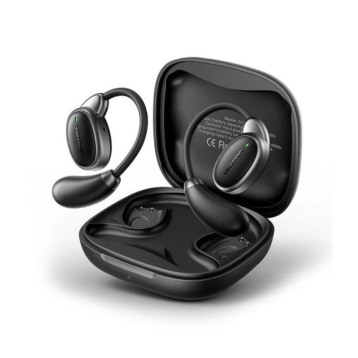 Vention Open Ear 013 Auriculares Intraurales Inalambricos - Bluetooth 5.4 - Autonomia hasta 8h - Ganchos de Silicona Hipoalergenicos - Cancelacion de Ruido Ambiental ENC - IPX4 - Color Negro