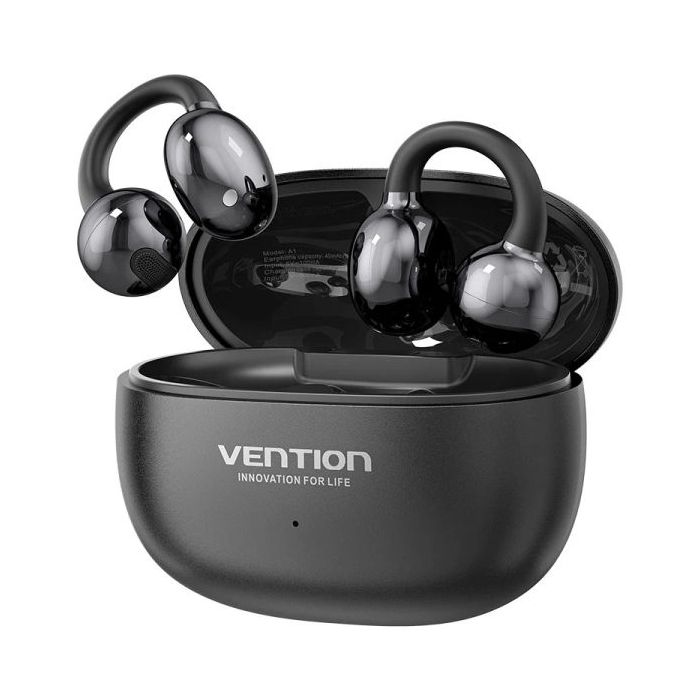 Vention A11 Clip-On Auriculares Intraurales Inalambricos - Bluetooth 6.0 - Alcance 10m - Estuche con Bateria de 400mAh - Color Negro