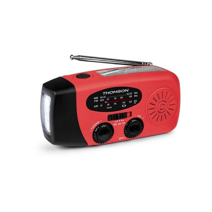 Thomson RT260 Radio - Linterna de Emergencia - Funcion Powerbank -  Color Rojo
