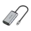 Vention Estacion de Docking 5 en 1 - Cable USB-C de 15cm Integrado - HDMI 4K - USB-C - 3xUSB-A - VGA - Power Delivery - Color Gris