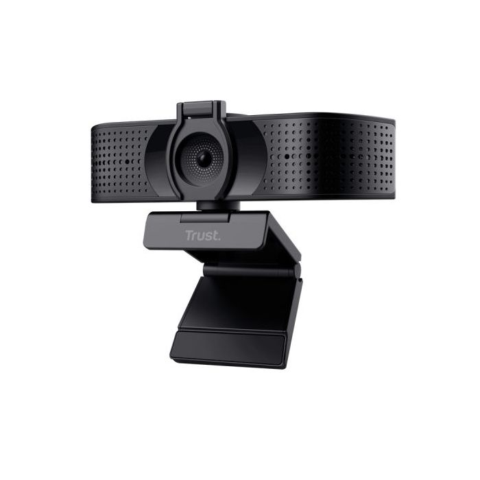 Trust Teza Webcam 4K Ultra HD - Cable 2m - Microfono Incorporado - Balance de Blancos Automatico - Modo de Privacidad - Adaptador a USB-C - Campo de Vision de 74 Grados - 50x53x130mm - Color Negro