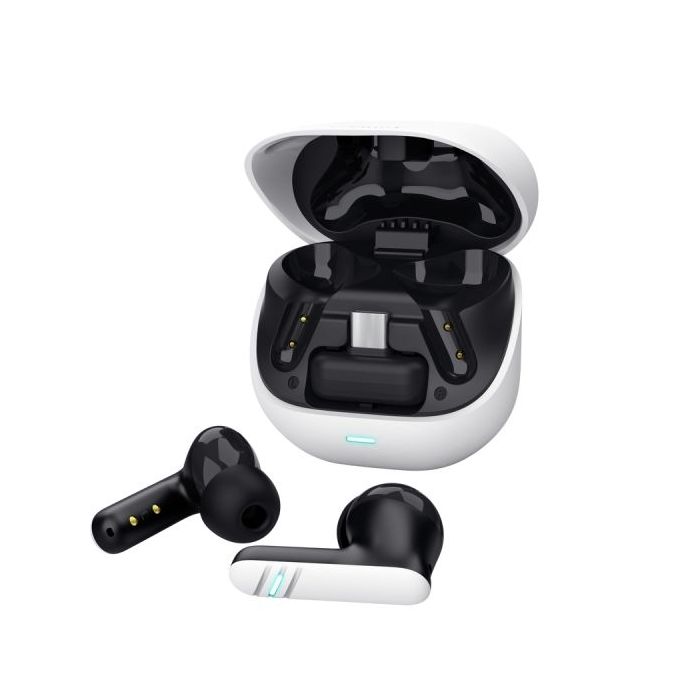 Trust GXT 409 Oxxie Auriculares TWS - Bluetooth - Indicadores LED - Receptor USB-C - ABS Reciclado - Multiplataforma - Cancelacion de Ruido ENC - 29x56x60mm - Color Blanco y Negro