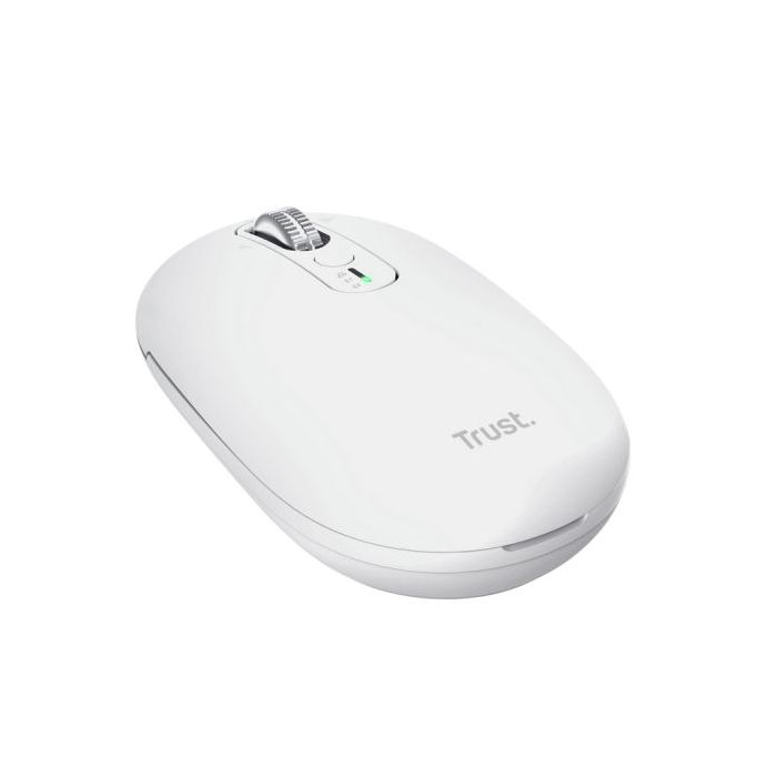 Trust Seron Raton Inalambrico - Ajustable hasta 3200dpi - Bluetooth - Recargable - Clic Silencioso - Receptor USB-C - Multiplataforma - 31x62x111mm - Color Blanco