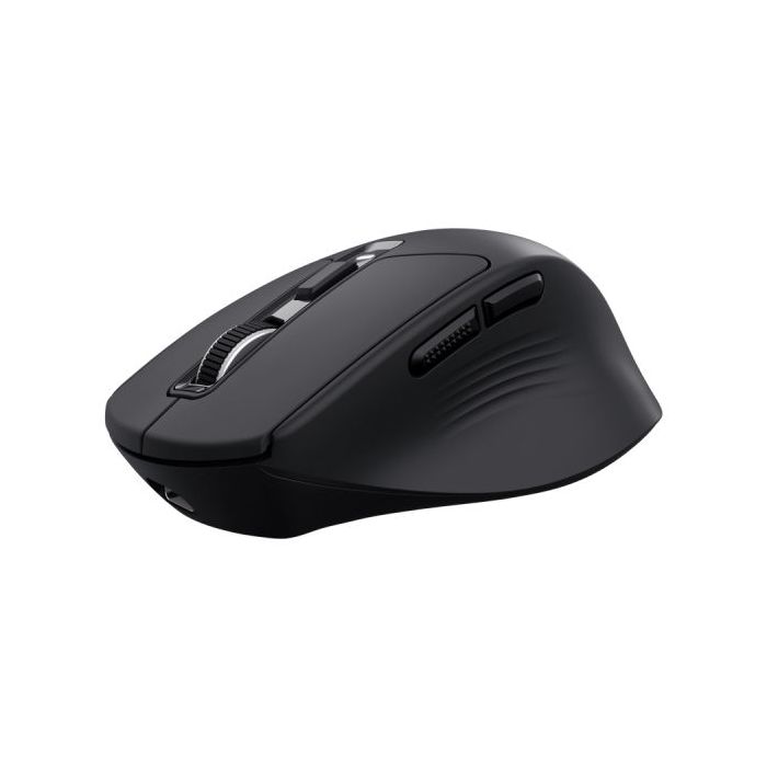 Trust Niven Raton Inalambrico de 7 Botones - Ajustable hasta 3200dpi - Bluetooth - Recargable - Indicadores LED - Clic Silencioso - Receptor USB-C - Multidispositivo - 44x73x110mm - Color Negro