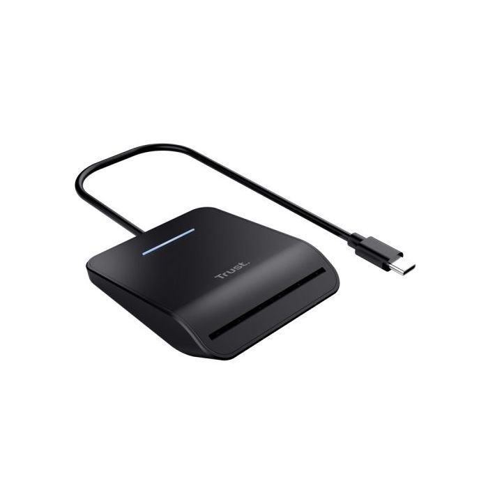 Trust Primo Lector de Tarjetas DNI - Cable USB-C de 1m - Multiplataforma - 16x64x79mm - Color Negro
