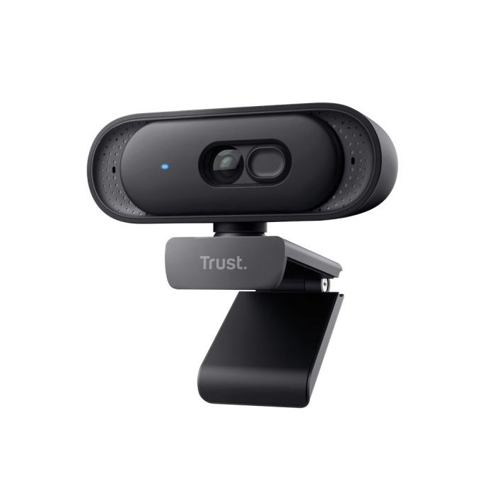 Trust Tomar Webcam QHD 2K - Cable 2m - Microfono Incorporado - Balance de Blancos Automatico - Modo de Privacidad - Rosca 1/4" - Campo de Vision de 76 Grados - 53x55x93mm - Color Negro