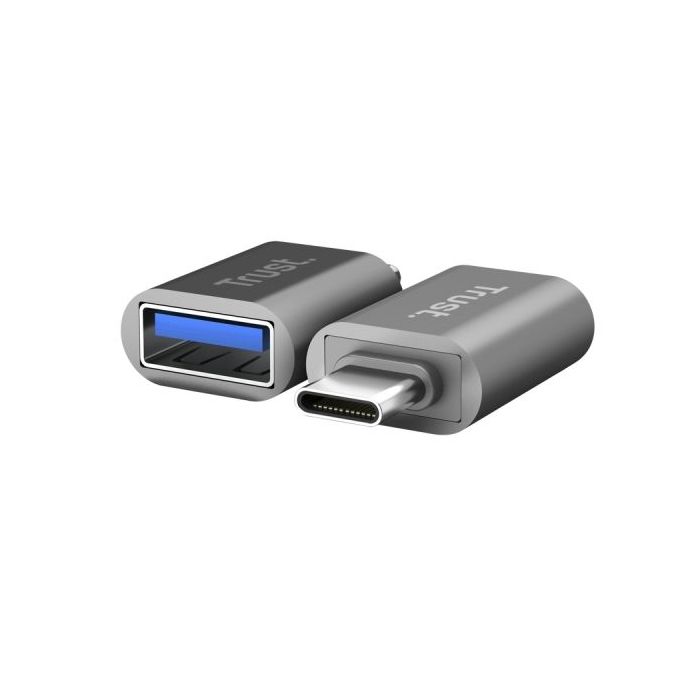 Trust Calyx Pack de 2 Adaptadores USB 3.0 - USB-A Hembra - USB-C Macho - 8x15x32mm - Color Gris