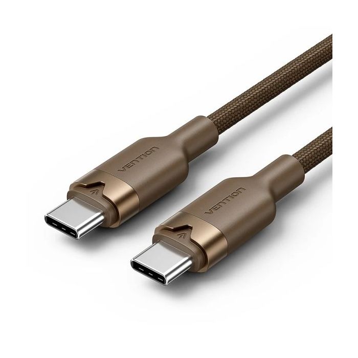 Vention Cable USB-C - Potencia hasta 60W - Longitud 2m - Carcasa de Aluminio - Velocidad hasta 480Mbps - Recubrimiento de Nailon Trenzado - Color Dorado