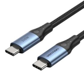 Vention Cable USB-C - Potencia hasta 240W - Longitud 0.5m - Recubrimiento de Nailon Trenzado - Velocidad hasta 480Mbps - Chip E-Marker - Color Negro y Azul