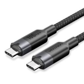 Vention Cable USB-C 3.2 - Potencia hasta 100W - Transmision 4K a 60 Hz - Longitud 0.5m - Recubrimiento de Nailon Trenzado - Velocidad hasta 10Gbps - Color Negro