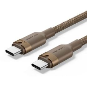 Vention Cable USB-C - Potencia hasta 240W - Longitud 1m - Recubrimiento de Nailon Trenzado - Velocidad hasta 480Mbps - Color Dorado