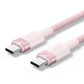 Vention Cable USB-C - Potencia hasta 240W - Longitud 2m - Recubrimiento de Nailon Trenzado - Velocidad hasta 480Mbps - Color Rosa
