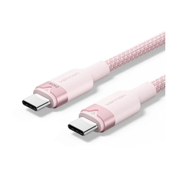 Vention Cable USB-C - Potencia hasta 240W - Longitud 2m - Recubrimiento de Nailon Trenzado - Velocidad hasta 480Mbps - Color Rosa
