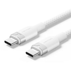 Vention Cable USB-C - Potencia hasta 240W - Longitud 2m - Recubrimiento de Nailon Trenzado - Velocidad hasta 480Mbps - Color Blanco