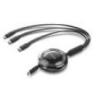 Vention Cable USB Multiple - Potencia Maxima 100W - Retractil - Longitud Ajustable hasta 1.1m - USB-A - 2xUSB-C - Lightning - Velocidad hasta 480Mbps - Color Negro