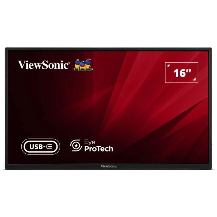 ViewSonic VA1650 Monitor Portatil 16" IPS FHD 60Hz - Respuesta 7ms - Altavoces 2W - HDMI, USB-C - VESA 75x75 mm - Color Negro