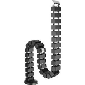 Fellowes Organizador de Cables - Columna Flexible - Altura hasta 130cm - Vertebras Desmontables - 4 Compartimentos Separados - Base Pesada - Iman Integrado - 10.7x12.9x128.8cm - Color Negro