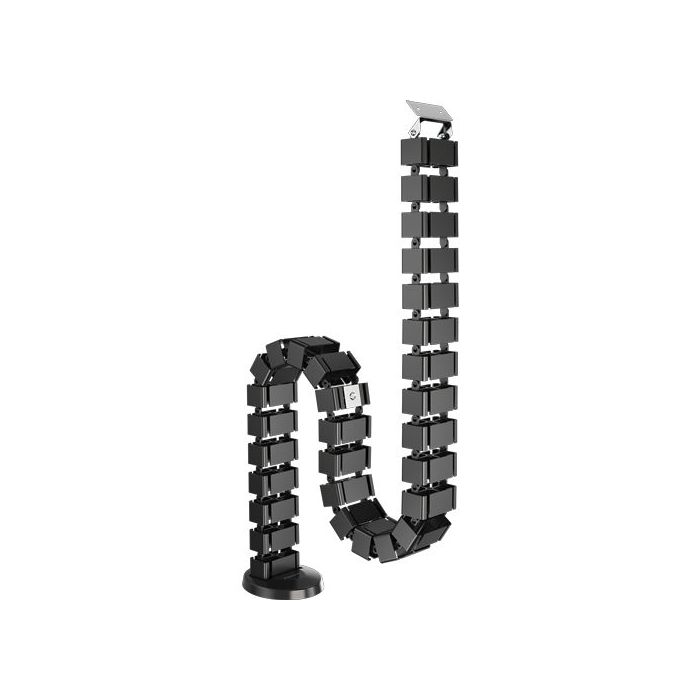 Fellowes Organizador de Cables - Columna Flexible - Altura hasta 130cm - Vertebras Desmontables - 4 Compartimentos Separados - Base Pesada - Iman Integrado - 10.7x12.9x128.8cm - Color Negro