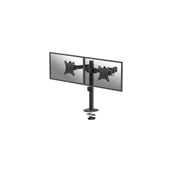Fellowes Everyday Soporte de Mesa con Brazos Articulados para 2 Monitores hasta 32" y 9kg - Fijacion con Abrazadera o Tornillos - Gestor de Cables - 56.1x86.9x11.2cm - Color Negro
