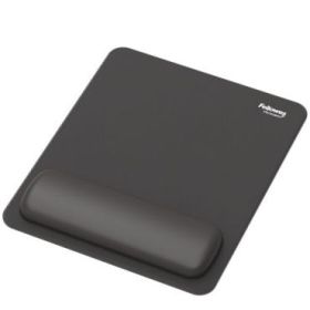 Fellowes Breyta Alfombrilla con Reposamuñecas - Revestimiento Antipolvo - Proteccion Antimicrobiana - Tacto Suave - Fabricado con Material Reciclado - 24x20x1.75cm - Color Negro