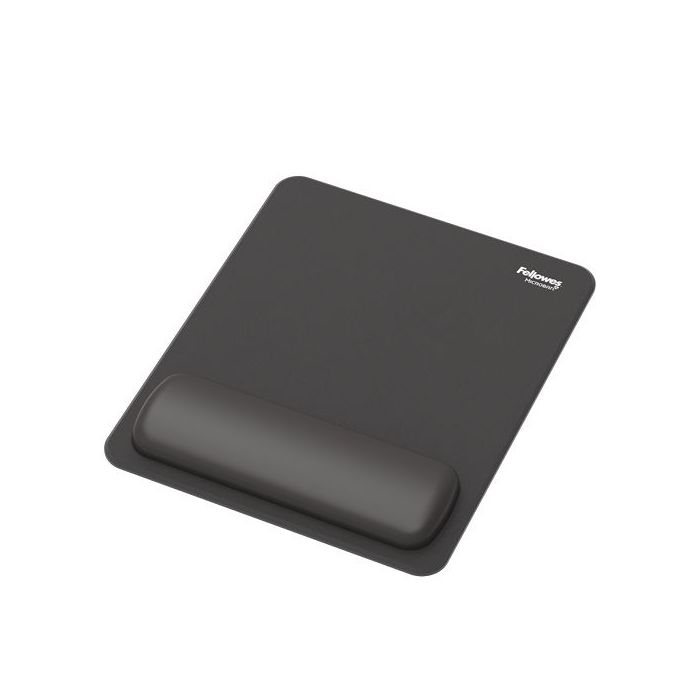 Fellowes Breyta Alfombrilla con Reposamuñecas - Revestimiento Antipolvo - Proteccion Antimicrobiana - Tacto Suave - Fabricado con Material Reciclado - 24x20x1.75cm - Color Negro