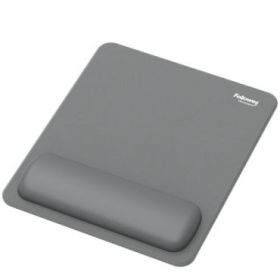Fellowes Breyta Alfombrilla con Reposamuñecas - Revestimiento Antipolvo - Proteccion Antimicrobiana - Tacto Suave - Fabricado con Material Reciclado - 24x20x1.75cm - Color Gris