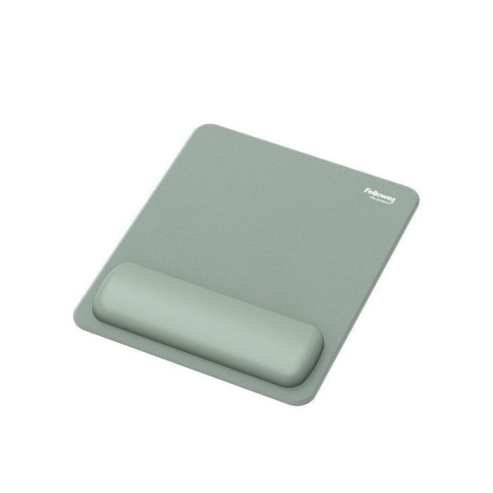 Fellowes Breyta Alfombrilla con Reposamuñecas - Revestimiento Antipolvo - Proteccion Antimicrobiana - Tacto Suave - Fabricado con Material Reciclado - 24x20x1.75cm - Color Verde Salvia