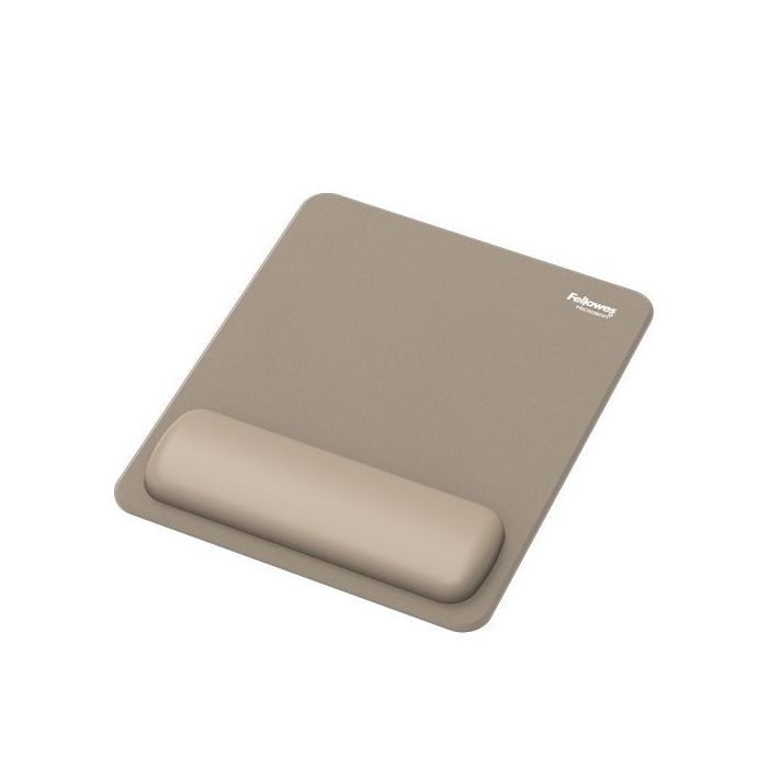Fellowes Breyta Alfombrilla con Reposamuñecas - Revestimiento Antipolvo - Proteccion Antimicrobiana - Tacto Suave - Fabricado con Material Reciclado - 24x20x1.75cm - Color Beige Arena