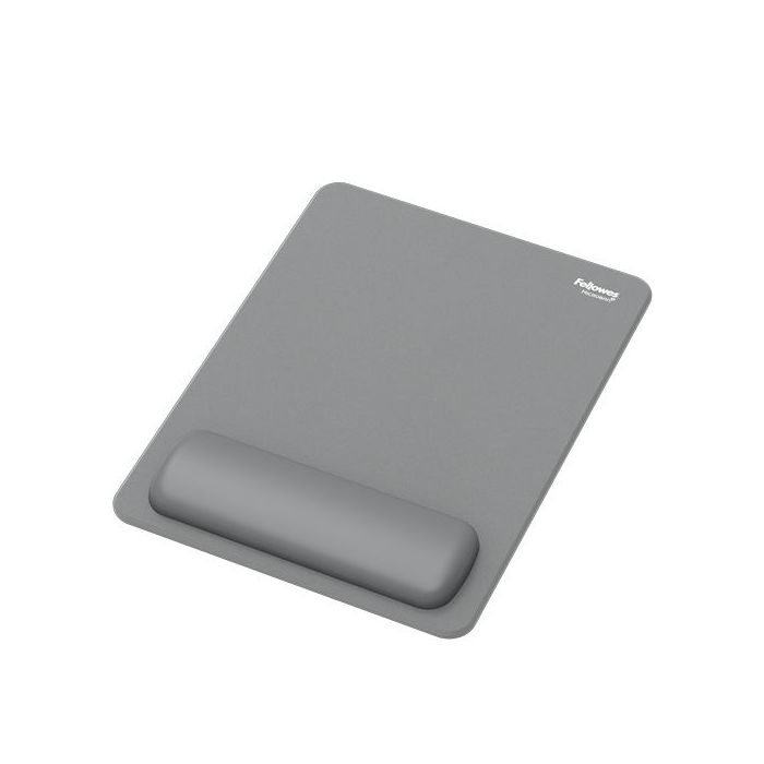Fellowes Breyta Alfombrilla con Reposamuñecas XL - Revestimiento Antipolvo - Proteccion Antimicrobiana - Tacto Suave - Fabricado con Material Reciclado - 28x21x1.75cm - Color Gris