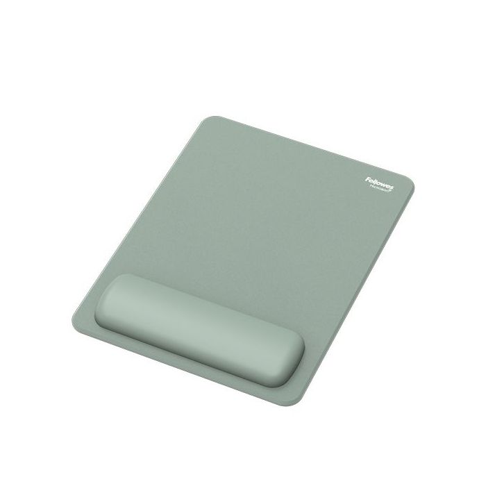 Fellowes Breyta Alfombrilla con Reposamuñecas XL - Revestimiento Antipolvo - Proteccion Antimicrobiana - Tacto Suave - Fabricado con Material Reciclado - 28x21x1.75cm - Color Verde Salvia