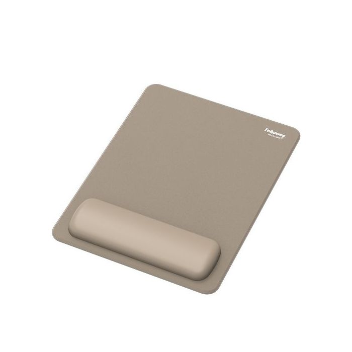 Fellowes Breyta Alfombrilla con Reposamuñecas XL - Revestimiento Antipolvo - Proteccion Antimicrobiana - Tacto Suave - Fabricado con Material Reciclado - 28x21x1.75cm - Color Beige Arena