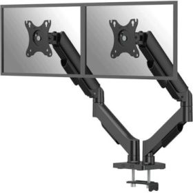 Fellowes Everyday Plus Soporte de Mesa con Brazos para 2 Monitores hasta 32" y 9kg - Muelle a Gas - Fijacion con Abrazadera o Tornillos - Gestor de Cables - 56.4x94.8x10.9cm - Color Negro