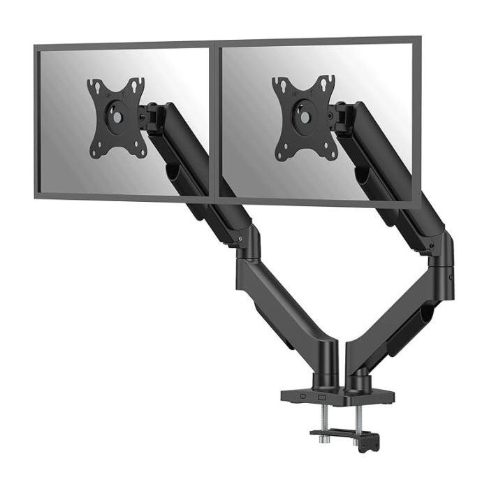 Fellowes Everyday Plus Soporte de Mesa con Brazos para 2 Monitores hasta 32" y 9kg - Muelle a Gas - Fijacion con Abrazadera o Tornillos - Gestor de Cables - 56.4x94.8x10.9cm - Color Negro