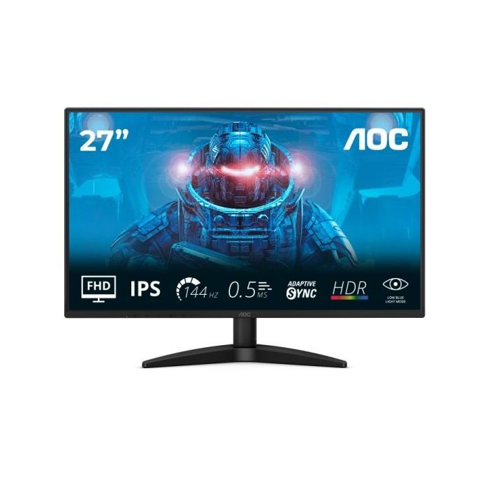AOC 27B36X Monitor 27" LED IPS FullHD 144Hz - Respuesta 4ms - HDMI, Displayport - VESA 100x100mm - Color Negro