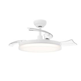 Philips Tynl Retractable Fan Ceiling Ventilador de Techo con Luz LED Hasta 5500K - Aspas Retractiles - 35W Ventilador + 28W Luz - Mando a Distancia - Color Blanco
