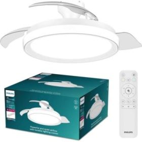 Philips Bliss DC Fan Ceiling Ventilador de Techo con Luz LED Hasta 6500K - Aspas Retractiles - 35W Ventilador + 28W Luz - Mando a Distancia - Color Blanco