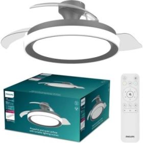 Philips Bliss DC Fan Ceiling Ventilador de Techo con Luz LED Hasta 6500K - Aspas Retractiles - 35W Ventilador + 28W Luz - Mando a Distancia - Color Negro