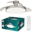 Philips Atlas DC Fan Ceiling Ventilador de Techo con Luz LED Hasta 6500K - Aspas Retractiles - 35W Ventilador + 28W Luz - Mando a Distancia - Color Niquel