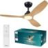 Philips Olas Fan Ceiling Ventilador de Techo con Luz LED Hasta 6500K - Aspas Fijas - 35W Ventilador + 24W Luz - Mando a Distancia - Color Negro/Madera