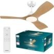 Philips Olas Fan Ceiling Ventilador de Techo con Luz LED Hasta 6500K - Aspas Fijas - 30W Ventilador + 24W Luz - Mando a Distancia - Color Blanco/Madera