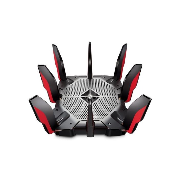 TP-Link Archer AX11000 Router Tribanda - Velocidad hasta 11Gbps - WiFi 6 - 2.5Gbps WAN - 8x 1Gbps LAN - USB - Antenas Externas - Administracion Basada en Web - Color Negro y Rojo