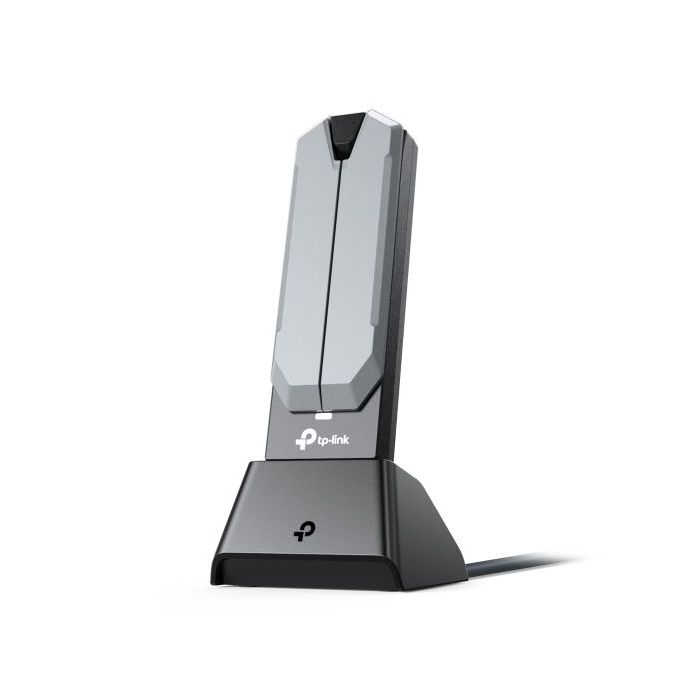 TP-Link Archer TBE400UH Adaptador USB a WiFi 7 con Base - Tribanda - Velocidad 6.5Gbps - Tecnologia MLO - Cable 1.2m - Seguridad Avanzada - Color Gris