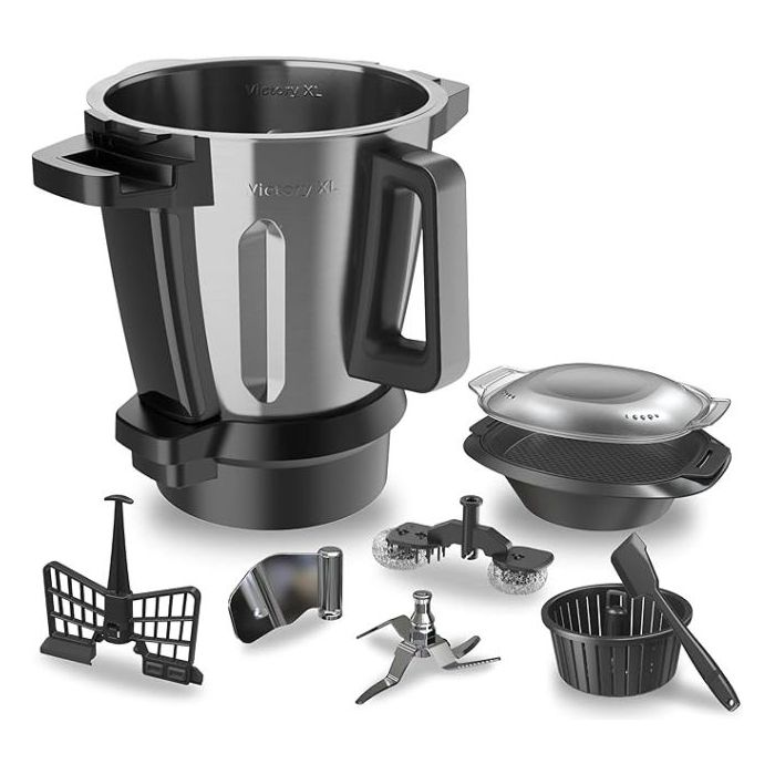 Cecotec Victory Jarra y Accesorios para Robot de Cocina Mambo Cooking - Acero Inoxidable - Color Negro y Plata