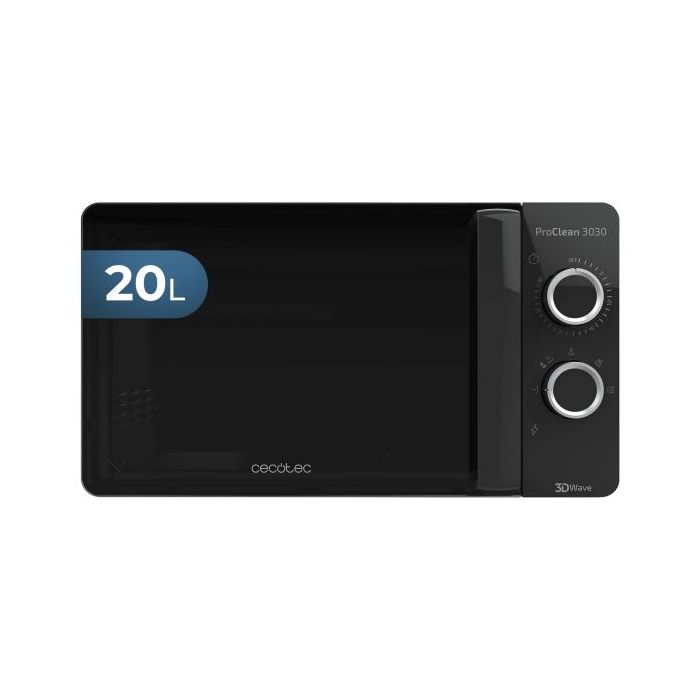 Cecotec Proclean 3030 Microondas - 700W - Capacidad 20L - Modo Descongelar - Facil Limpieza - Tecnologia 3DWave - 6 Niveles - Avisador Acustico - Color Negro