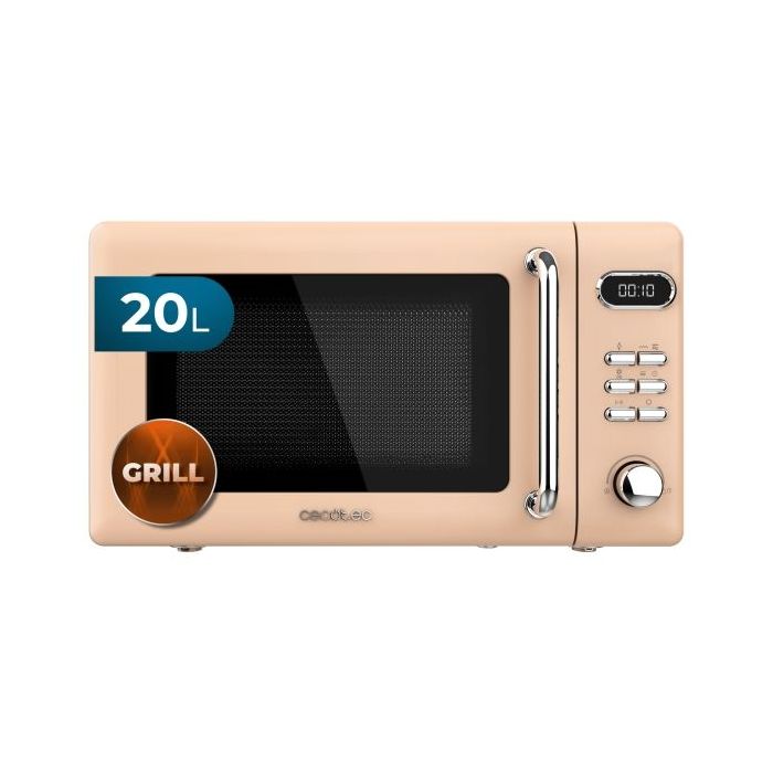 Cecotec Proclean 5110 Retro Beige Microondas con Grill - 700W - Capacidad 20L - 5 Niveles - Bloqueo de Seguridad Infantil - Avisador Acustico - Color Beige