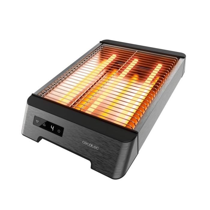 Cecotec NiceSlice Touch Tostadora Horizontal - 1000W - 3 Resistencias de Cuarzo - Pantalla Tactil - 6 Niveles de Tostado - Bandeja Recogemigas - Indicador Luminoso - Color Acero y Negro