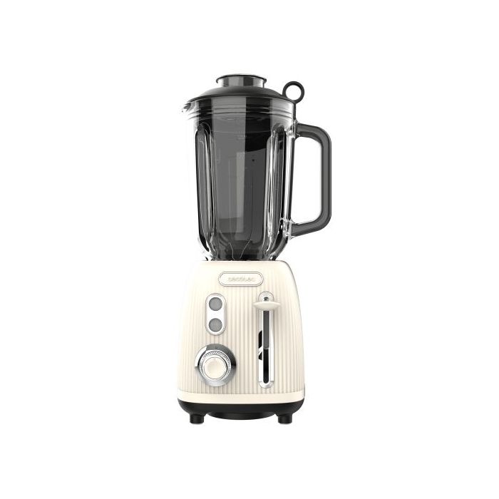 Cecotec Power Black Titanium RetroBeige Batidora de Vaso - 1200W - Jarra de 1.5L - Funcion Pulse - 4 Hojas Recubiertas de Titanio - Velocidad Ajustable - Color Beige