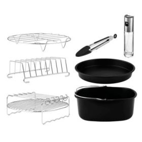 Cecotec Cecofry Pack de 8 Accesorios para Freidora de Aire hasta 6.5L - Superficie Antiadherente - Apto para Lavavajillass - Libre de BPA - Color Surtido