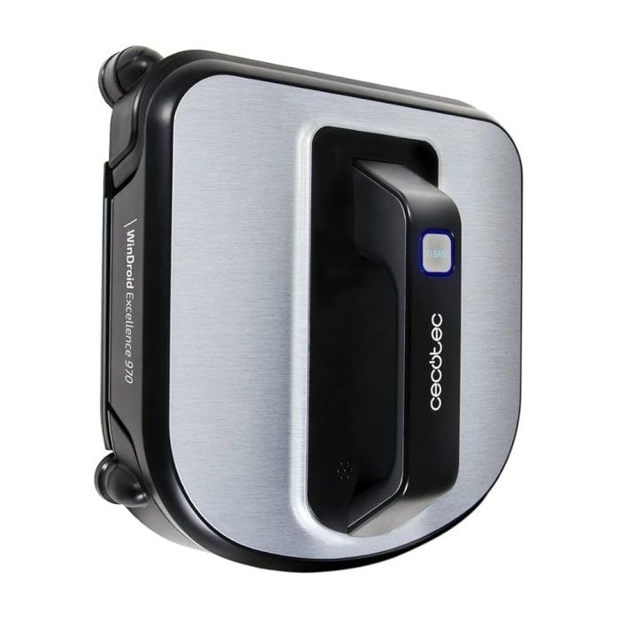 Cecotec Conga Winrobot Excellence 970 Robot Limpiacristales - Bateria 700mAh - Navegacion Inteligente - Mando a Distancia - Arnes de Seguridad con Ventosa - 4 Modos Automaticos - Color Acero y Negro