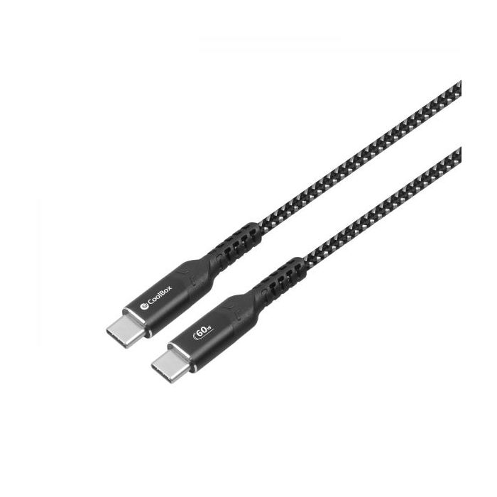 CoolBox Cable USB-C a USB-C 3.2 - 60W - Longitud 1,2m - Color Negro